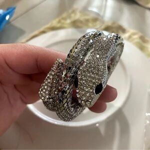 Serpenti Dark Grey Metal Snake Crystal Bracelet